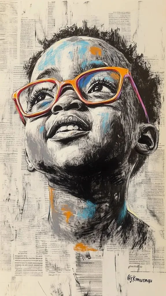 kid looking up at the sky artwork.KaizenUganda